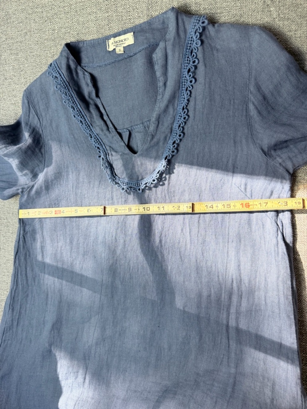 Via Signoria Italian Linen100% Tunic in Dusty Blue - Picture 13 of 14